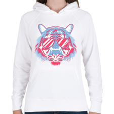 PRINTFASHION Vagány tigris - Női kapucnis pulóver - Fehér női pulóver, kardigán