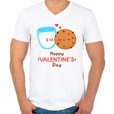 PRINTFASHION Valentin nap - Férfi V-nyakú póló - Fehér