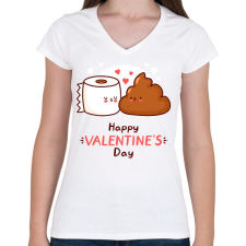 PRINTFASHION Valentin nap - Női V-nyakú póló - Fehér női póló