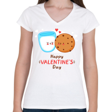PRINTFASHION Valentin nap - Női V-nyakú póló - Fehér női póló