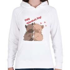 PRINTFASHION Valentin napi capybara - Női kapucnis pulóver - Fehér női pulóver, kardigán