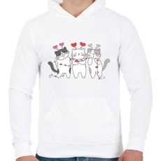 PRINTFASHION Valentin napi cicák - Férfi kapucnis pulóver - Fehér