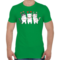 PRINTFASHION Valentin napi cicák - Férfi póló - Zöld