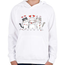 PRINTFASHION Valentin napi cicák - Gyerek kapucnis pulóver - Fehér