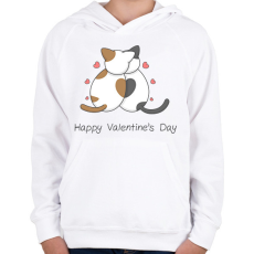PRINTFASHION Valentin napi cicák - Gyerek kapucnis pulóver - Fehér