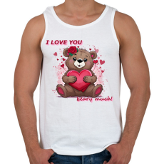 PRINTFASHION valentin napi mackó - Férfi atléta - Fehér