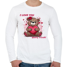 PRINTFASHION valentin napi mackó - Férfi hosszú ujjú póló - Fehér