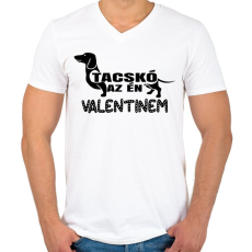 PRINTFASHION Valentin tacskóm - Férfi V-nyakú póló - Fehér