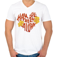 PRINTFASHION Valentine day Hawaii - Férfi V-nyakú póló - Fehér