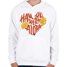 PRINTFASHION Valentine day Hawaii - Gyerek kapucnis pulóver - Fehér gyerek pulóver, kardigán
