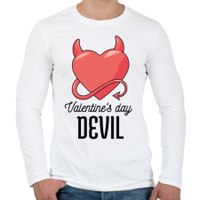 PRINTFASHION Valentine's day Devil - Férfi hosszú ujjú póló - Fehér férfi póló