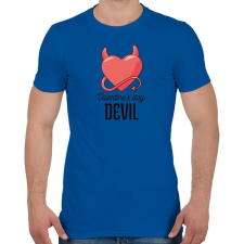 PRINTFASHION Valentine's day Devil - Férfi póló - Királykék férfi póló