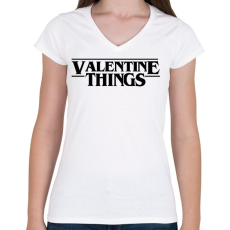 PRINTFASHION Valentine Things - Női V-nyakú póló - Fehér