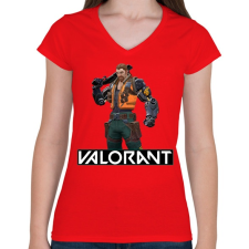 PRINTFASHION Valorant Breach - Női V-nyakú póló - Piros női póló