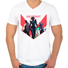 PRINTFASHION Valorant - Férfi V-nyakú póló - Fehér