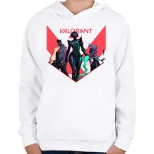PRINTFASHION Valorant - Gyerek kapucnis pulóver - Fehér gyerek pulóver, kardigán