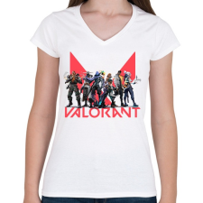 PRINTFASHION Valorant - Női V-nyakú póló - Fehér női póló