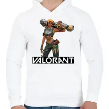 PRINTFASHION Valorant Raze - Férfi kapucnis pulóver - Fehér férfi pulóver, kardigán