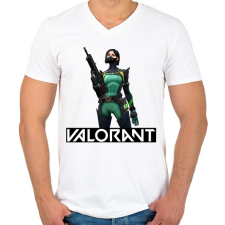 PRINTFASHION Valorant Viper - Férfi V-nyakú póló - Fehér férfi póló