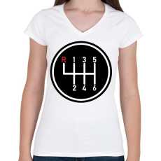 PRINTFASHION Váltóbox - Női V-nyakú póló - Fehér