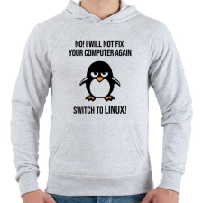 PRINTFASHION Válts linuxra - Férfi kapucnis pulóver - Sport szürke férfi pulóver, kardigán