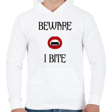 PRINTFASHION VAMPIRE - BEWARE I BITE - Férfi kapucnis pulóver - Fehér férfi pulóver, kardigán