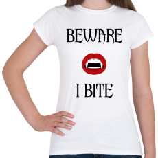 PRINTFASHION VAMPIRE - BEWARE I BITE - Női póló - Fehér