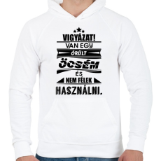 PRINTFASHION Van egy őrült öcsém - Férfi kapucnis pulóver - Fehér