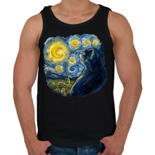 PRINTFASHION Van Gogh cica , Starry night by Vincent - Férfi atléta - Fekete atléta, trikó