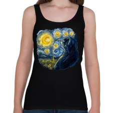 PRINTFASHION Van Gogh cica , Starry night by Vincent - Női atléta - Fekete női trikó