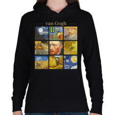PRINTFASHION Van Gogh - részletek - Női kapucnis pulóver - Fekete női pulóver, kardigán