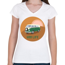 PRINTFASHION Van life 4 - Női V-nyakú póló - Fehér