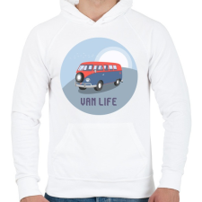 PRINTFASHION Van life 5 - Férfi kapucnis pulóver - Fehér férfi pulóver, kardigán