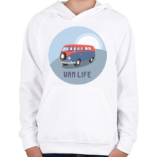 PRINTFASHION Van life 5 - Gyerek kapucnis pulóver - Fehér gyerek pulóver, kardigán