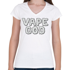 PRINTFASHION Vape god - Női V-nyakú póló - Fehér női póló