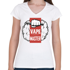 PRINTFASHION Vape master - Női V-nyakú póló - Fehér női póló