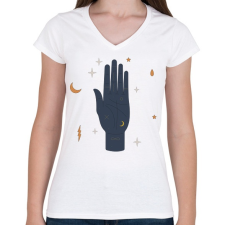 PRINTFASHION Varázs kéz - Női V-nyakú póló - Fehér női póló