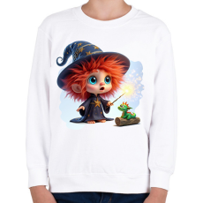 PRINTFASHION Varázslófiú sárkánnyal - Gyerek pulóver - Fehér