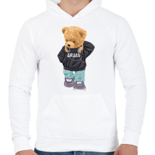 PRINTFASHION Városi maci - Férfi kapucnis pulóver - Fehér férfi pulóver, kardigán