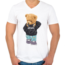 PRINTFASHION Városi maci - Férfi V-nyakú póló - Fehér férfi póló