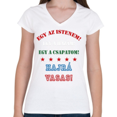 PRINTFASHION Vasas - Női V-nyakú póló - Fehér