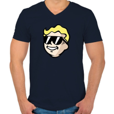 PRINTFASHION Vault Boy - Férfi V-nyakú póló - Sötétkék