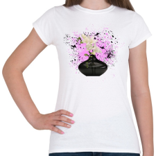 PRINTFASHION vázás virág pillangókkal - Női póló - Fehér női póló