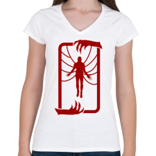 PRINTFASHION Vecna - Női V-nyakú póló - Fehér női póló