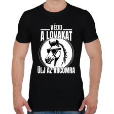 PRINTFASHION Védd a lovakat! - Férfi póló - Fekete férfi póló