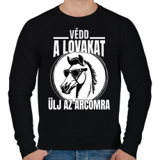PRINTFASHION Védd a lovakat! - Férfi pulóver - Fekete