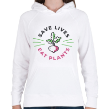 PRINTFASHION Vega életmód - Női kapucnis pulóver - Fehér női pulóver, kardigán