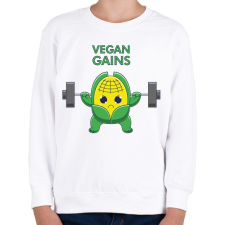 PRINTFASHION Vegan Gains - Gyerek pulóver - Fehér gyerek pulóver, kardigán
