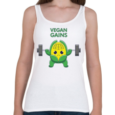 PRINTFASHION Vegan Gains - Női atléta - Fehér női trikó