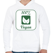 PRINTFASHION Vegán logó - Férfi kapucnis pulóver - Fehér férfi pulóver, kardigán